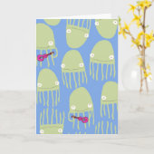 Blaue Quallen, welche die Ukulele-Gruß-Karten Karte (Gelbe Blume)