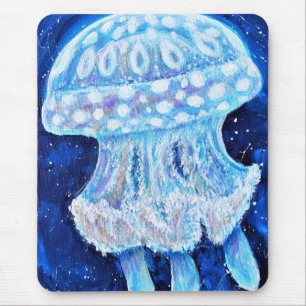 Blaue Quallenmalerei Mousepad