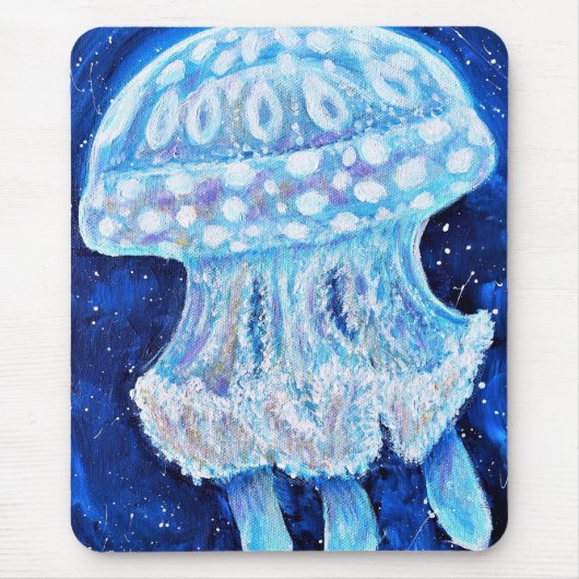 Blaue Quallenmalerei Mousepad (Vorne)