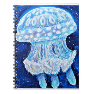 Blaue Quallenmalerei Notizblock