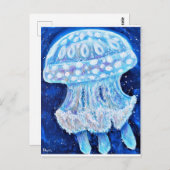 Blaue Quallenmalerei Postkarte (Vorne/Hinten)