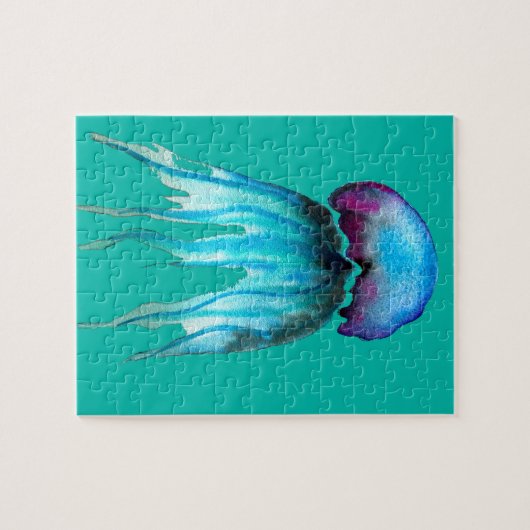 Blaue Quallenmalerei Puzzle (Horizontal)