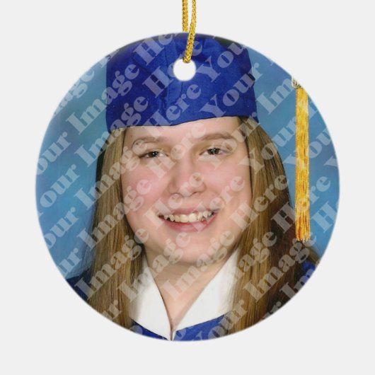 Blaue Quasten-Abschluss-Andenken-Verzierung Keramik Ornament (Vorne)