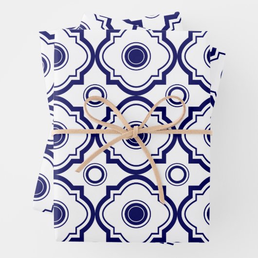 Blaue Quatrefolie Geschenkpapier Set (Beispiel)