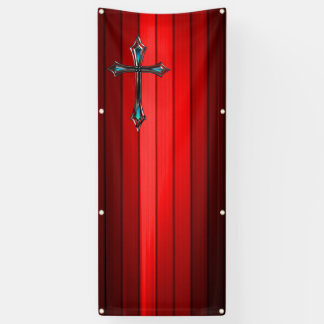 blaue quere rote Plankenkirche Banner