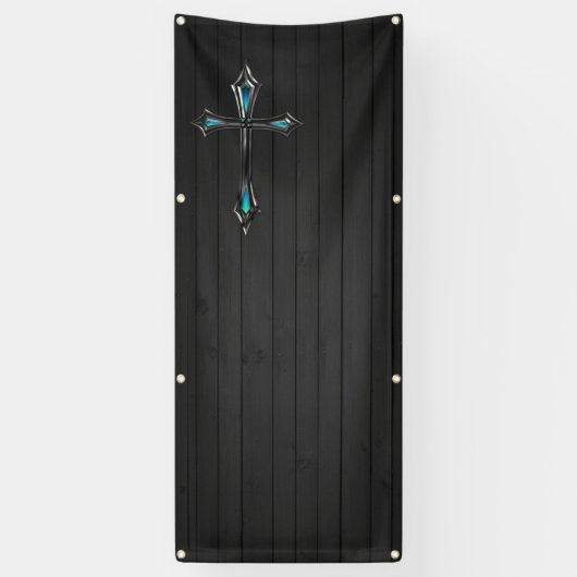 blaue quere schwarze Plankenraumkirche Banner (Vertikal)