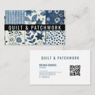 Blaue Quilt-Patchwork-Handmade-Kleidung Visitenkarte