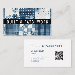 Blaue Quilt-Patchwork-Handmade-Kleidung Visitenkarte