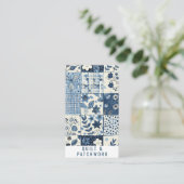 Blaue Quilt-Patchwork-Handmade-Kleidung Visitenkarte (Stehend Vorderseite)
