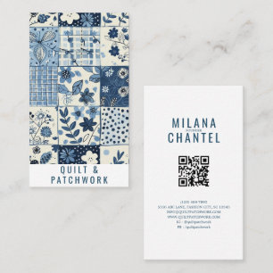 Blaue Quilt-Patchwork-Handmade-Kleidung Visitenkarte
