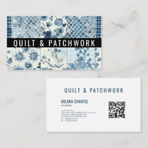 Blaue Quilt-Patchwork-Handmade-Kleidung Visitenkarte