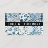 Blaue Quilt-Patchwork-Handmade-Kleidung Visitenkarte (Vorderseite)