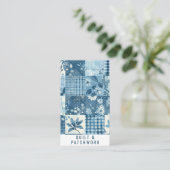 Blaue Quilt-Patchwork-Handmade-Kleidung Visitenkarte (Stehend Vorderseite)