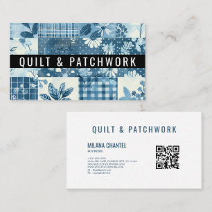 Blaue Quilt-Patchwork-Handmade-Kleidung Visitenkarte
