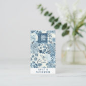 Blaue Quilt-Patchwork-Handmade-Kleidung Visitenkarte (Stehend Vorderseite)