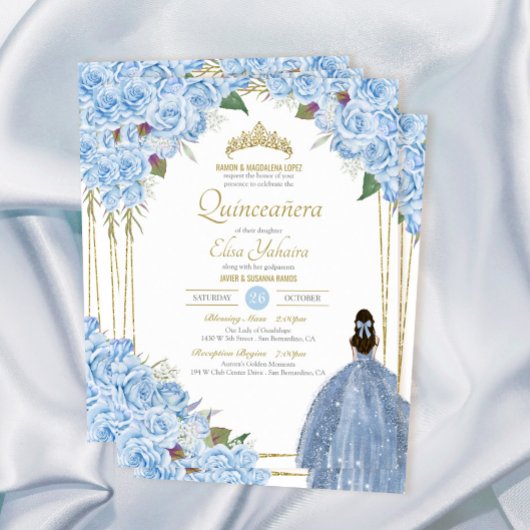 Blaue Quinceanera Rose Piazza della Riforma Einladung