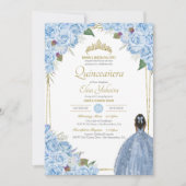 Blaue Quinceanera Rose Piazza della Riforma Einladung (Vorderseite)