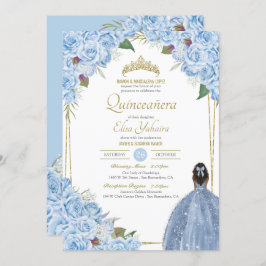 Blaue Quinceanera Rose Piazza della Riforma Einladung