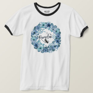 Blaue Rabenhaus-Inspirierter Vintage-Ringer T-Shirt