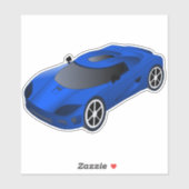 Blaue Race Car Contour Aufkleber (Blatt)