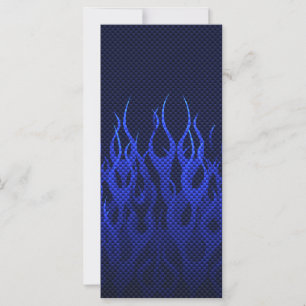 Blaue Racing Flammen auf Carbon Fibre Print