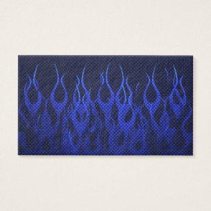 Blaue Racing Flammen auf Carbon Fibre Print