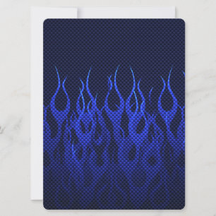 Blaue Racing Flammen auf Carbon Fibre Print
