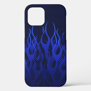 Blaue Racing Flammen auf Carbon Fibre Print Case-Mate iPhone Hülle