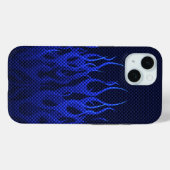 Blaue Racing Flammen auf Carbon Fibre Print Case-Mate iPhone Hülle (Rückseite (Horizontal))
