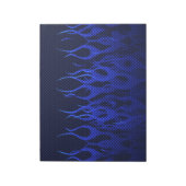 Blaue Racing Flammen auf Carbon Fibre Print Notizblock (Rotiert)