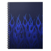 Blaue Racing Flammen auf Carbon Fibre Print Notizblock (Vorderseite)