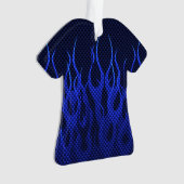 Blaue Racing Flammen auf Carbon Fibre Print Ornament (Vorderseite)