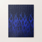 Blaue Racing Flammen auf Carbon Fibre Print Puzzle (Vertikal)