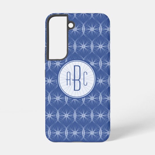 Blaue Radmuster-Monogramm Samsung Galaxy Hülle (Rückseite)