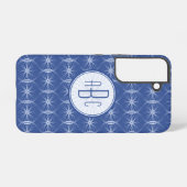 Blaue Radmuster-Monogramm Samsung Galaxy Hülle (Rückseite (Horizontal))
