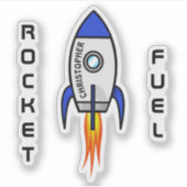 Blaue Rakete hinzufügen Name Vinyl Aufkleber (Vorderseite)