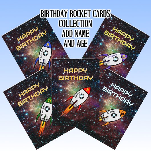 Blaue Rakete individuelle Name Karte