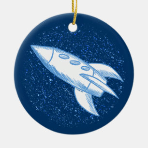 Blaue Rakete Keramikornament