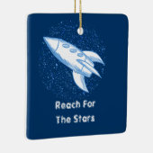 Blaue Raketenquadrat Keramikornament (Rechts)