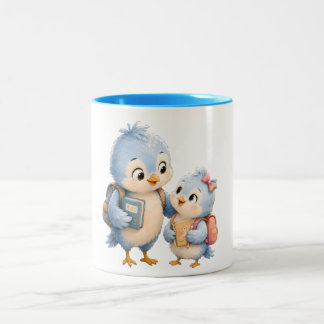 Blaue Rand Tasse Vogel Bruder Schwester