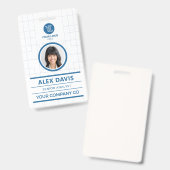 Blaue Raster-Blueprint-Profi-Mitarbeiter-ID Ausweis (Vorder- & Rückseite)