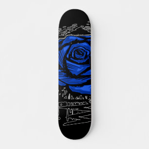Blaue raue Rose Graffiti-Kunst • Städtische Straße Skateboard