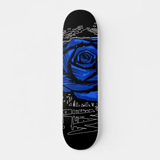 Blaue raue Rose Graffiti-Kunst • Städtische Straße Skateboard (Vorne)