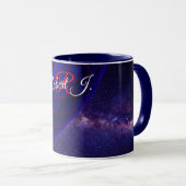 Blaue Raum-Donuts Geometrische Kaffeetasse (VorderseiteRechts)