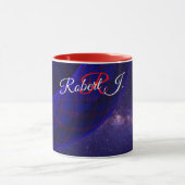 Blaue Raum-Donuts geometrische Kaffeetasse (Zentrum)