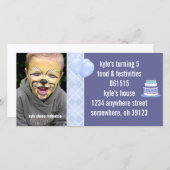 Blaue Raute Geburtstag Foto Einladung (Vorne/Hinten)