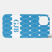 Blaue Raute Gitter mit Monogramm Case-Mate iPhone Hülle (Rückseite (Horizontal))