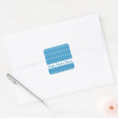 Blaue Raute Gitter mit Monogramm Quadratischer Aufkleber (Umschlag)