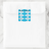 Blaue Raute Quadratischer Aufkleber (Tasche)