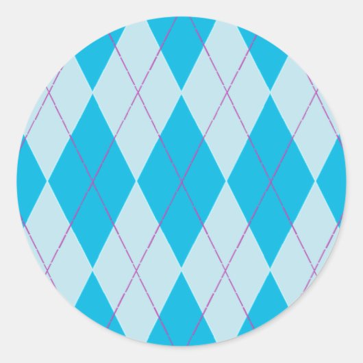 Blaue Raute Runder Aufkleber (Vorderseite)